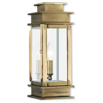 Livex Lighting - Princeton 1-Light Wall Lantern, Antique Brass - The Princeton collection is a fresh interpretation on the classic English pocket lantern.  Hand crafted solid brass, our Princeton fixtures are built for lasting beauty. This outdoor wall light features an antique brass finish and clear glass. This old world charm is built to last.