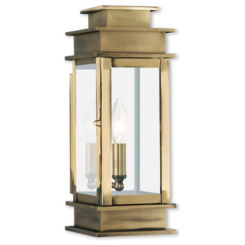 Princeton 1-Light Wall Lantern, Antique Brass