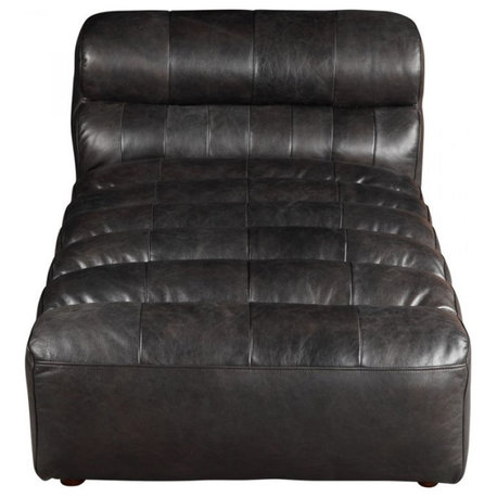 Ramsay Leather Chaise Antique Black