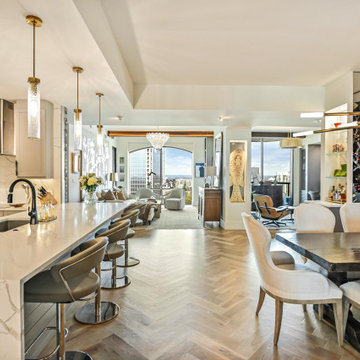 White Oak Herringbone with Custom Border — Open Plan Living, Buckhead High-Rise