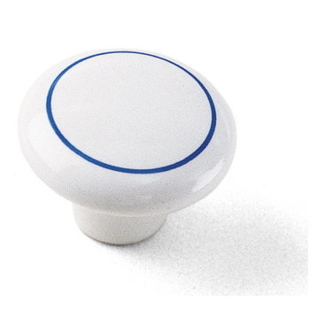 1 1/2" Porcelain Knob - Delft with Ring