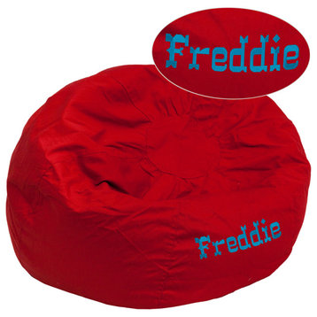 Personalized Oversized Solid Red Bean Bag Chair for Kids and Adults