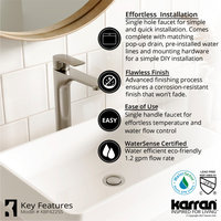 Karran White Acrylic 16" Square Vessel Sink With Faucet Kit, Stainless Steel
