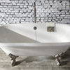 72" Double Ended Clawfoot Tub No Faucet Drillings, White/Brushed Nickel