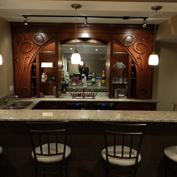 Naperville Basement Renovation with Art Nouveau Bar