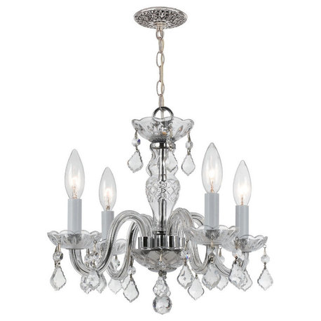 Traditional Crystal 4-Light Mini Chandelier, Polished Chrome Finish