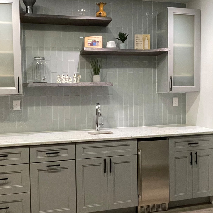 Custom service bar intended for entertainment and ease of use in client's basement!