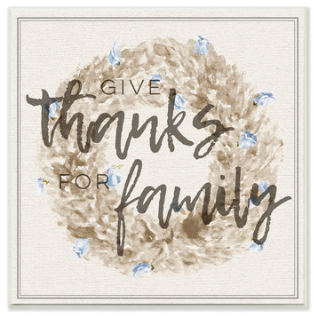 "Give Thanks For Family Strawflower Wreath", 12 X 12, Wall Plaque Art