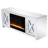 Elegant Decor Modern 2 Door 59" Clear Mirrored Crystal Fireplace TV Stand