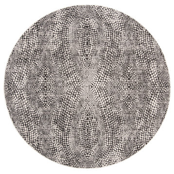 Safavieh Lurex Collection LUR185Z Rug, Black/Light Grey, 5' X 5' Round