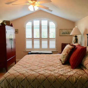 Challenging Arch Top Window in Master Bedroom with Oriental Influence