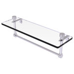 Allied Brass - Foxtrot 16" Glass Vanity Shelf with Towel Bar, Polished Chrome - Add space and organization to your bathroom with this simple, contemporary style glass shelf. Featuring tempered, beveled-edged glass and solid brass hardware this shelf is crafted for durability, strength and style. One of the many coordinating accessories in the Allied Brass Foxtrot Collection, this subtle glass shelf is the perfect complement to your bathroom decor.
