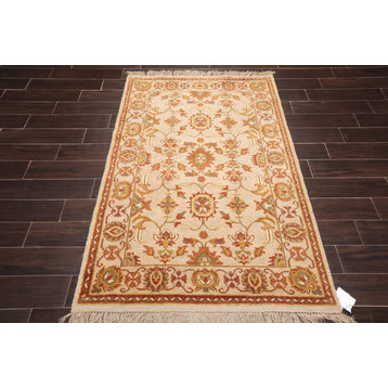 4'x5'11'' Hand Knotted Wool Oushak Oriental Area Rug Taupe, Brown