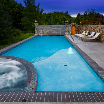 Orange Village pool, spa and arbor.