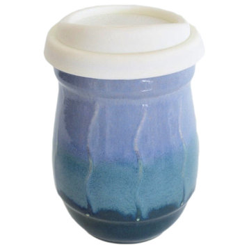 Ceramic Travel Mug With Silicone Lid, 16 oz Blue Green