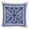 Novica Handmade Royal Blue Embroidered Cotton Cushion Cover