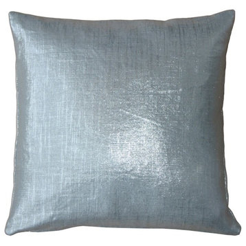Pillow Decor - Tuscany Linen Metallic Throw Pillow, Silver, 16" X 16"