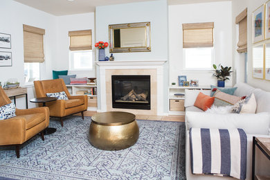 Transitional family room photo in Denver