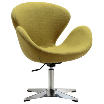 Manhattan Comfort Raspberry Wool Blend Adjustable Swivel Chair, Green, Single