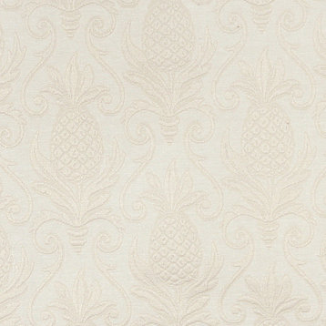 Off White Pineapples Woven Matelasse Upholstery Grade Fabric By The Yard