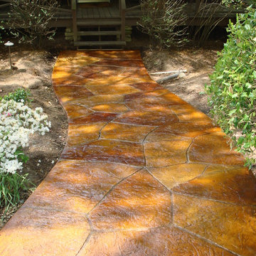 Custom Stamped Walkway with Acid Stain Highlights