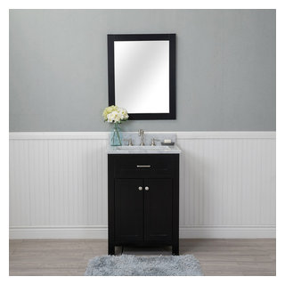 24" Single Bathroom Vanity in Espresso with Carrera Marble Top and with ...