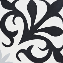 Moroccan Mosaic and Tile House - Tazarin Handmade Cement Tile, Black/Gray, Sample - Tile