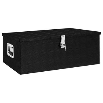 Vidaxl Storage Box Black 35.4"x18.5"x13.2" Aluminum