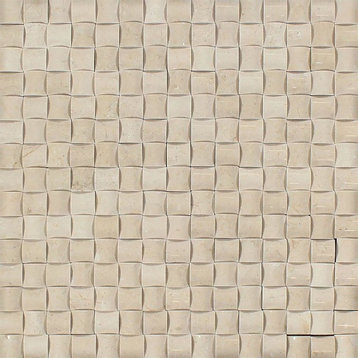 Crema Marfil Mediterranean Polished Marble 3-D Small Bread Mosaic