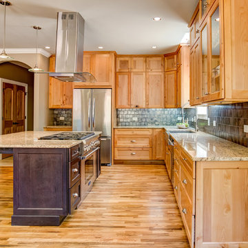 Contemporary Rustic Knotty Alder Cabinets with Espresso Island--Lee Welden
