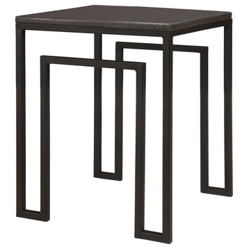 Square Table With Granite, Black