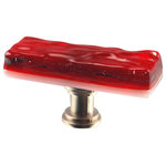 Glass Storm Studios - Ruby Handmade Glass, Oblong Knob - Textured, layered and glittering ruby glass. All our products are handmade to order.  Important: Do not use an electric drill or electric screwdriver.