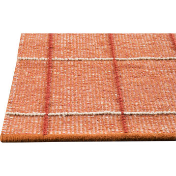 Hand Woven Rust Wool Area Rug, 5'6"x7'10"