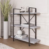 Industrial Bookcase Open Etagere Book Shelf Metal/Wood, Stone Gray, 3 Shelves
