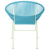Concha Indoor/Outdoor Handmade Dining Chair, Blue Weave, Chrome Frame
