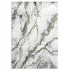 Abani Luna LUN170A Contemporary Marble Grey and Metallic Gold Area Rug, Grey, 6'