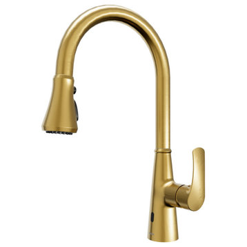 Karran Touchless One-Handle Triple Function Sprayer Faucet, Brushed Gold