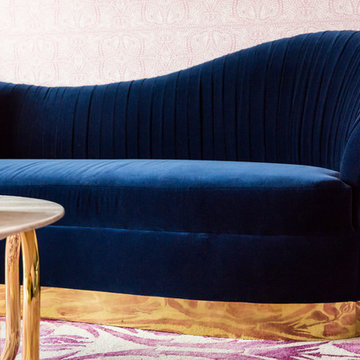 Magenta and Navy Pad Living Room