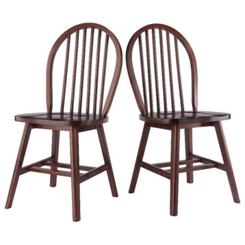 Winsome Windsor 2-Piece 17.8"H Transitional Solid Wood Dining Chair in Walnut