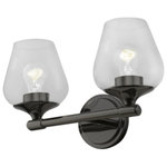 Livex Lighting - Willow 2 Light Black Chrome Vanity Sconce - This two light vanity sconce from the willow collection has understated elegance. It features minimal details, clear curved glass with a black chrome finish and can fit into any decor.