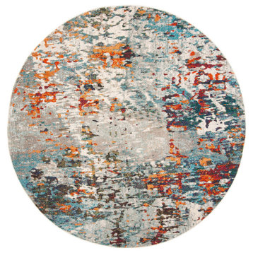 Safavieh Madison Mad471F Organic Abstract Rug, Gray and Blue, 12'0"x12'0" Round