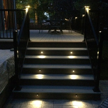 Timbertech Deck with Lights and Stamped Concrete