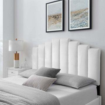 Headboard, King Size, Velvet, White, Modern Contemporary, Bedroom Master Suite
