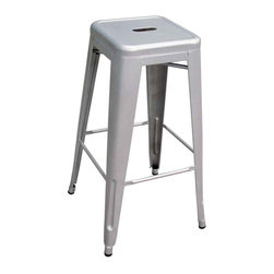 Loft Style 30 in. Stackable Metal Bar Stool in Silver (Set of 4) - Bar Stools And Counter Stools