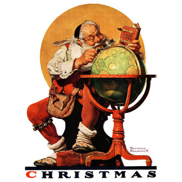 "Santa at the Globe Saturday" Canvas Print by Norman Rockwell