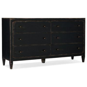 Beaumont Lane 6-Drawer Traditional Wood Dresser in Distressed Black