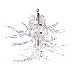 Antler Chandelier, Mouth Blown Glass - Chandeliers