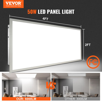 VEVOR 2PCS 2x4FT LED Flat Panel Light 6000LM 50W Ceiling Light 3500K/4000K/5000K