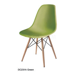 Wooden Leg Green Side Chair - Armchairs And Accent Chairs