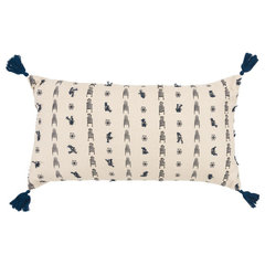 HomeRoots Magenta Beige Tribal Inspired Tasseled Lumbar Pillow